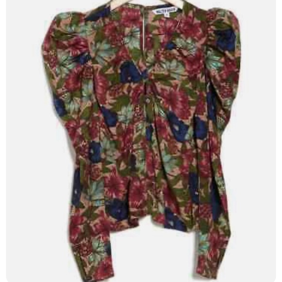 NWT WALTER BAKER Vanessa Puff Long Sleeve Royal Garden Floral  Top Blousell - Picture 3 of 3